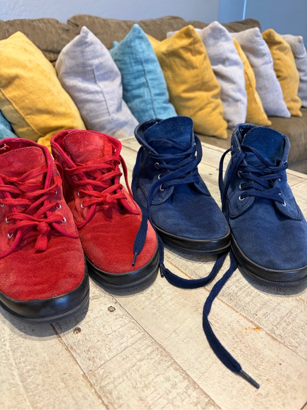 Premier Red and Navy Suede Ankle Boots